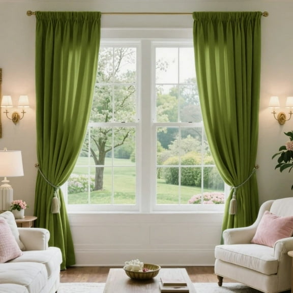 SMILETIME Velvet Curtains with Rod Pocket, Thermal Insulated Super Soft Privacy Noise Reducing Light-Filtering Velvet Curtains for Living Room Bedroom, 2 Panels