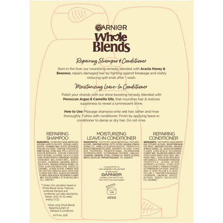 ($16 Value) Garnier Whole Blends Shampoo, Conditioner and Treatment for Damaged Hair, 1 Kit