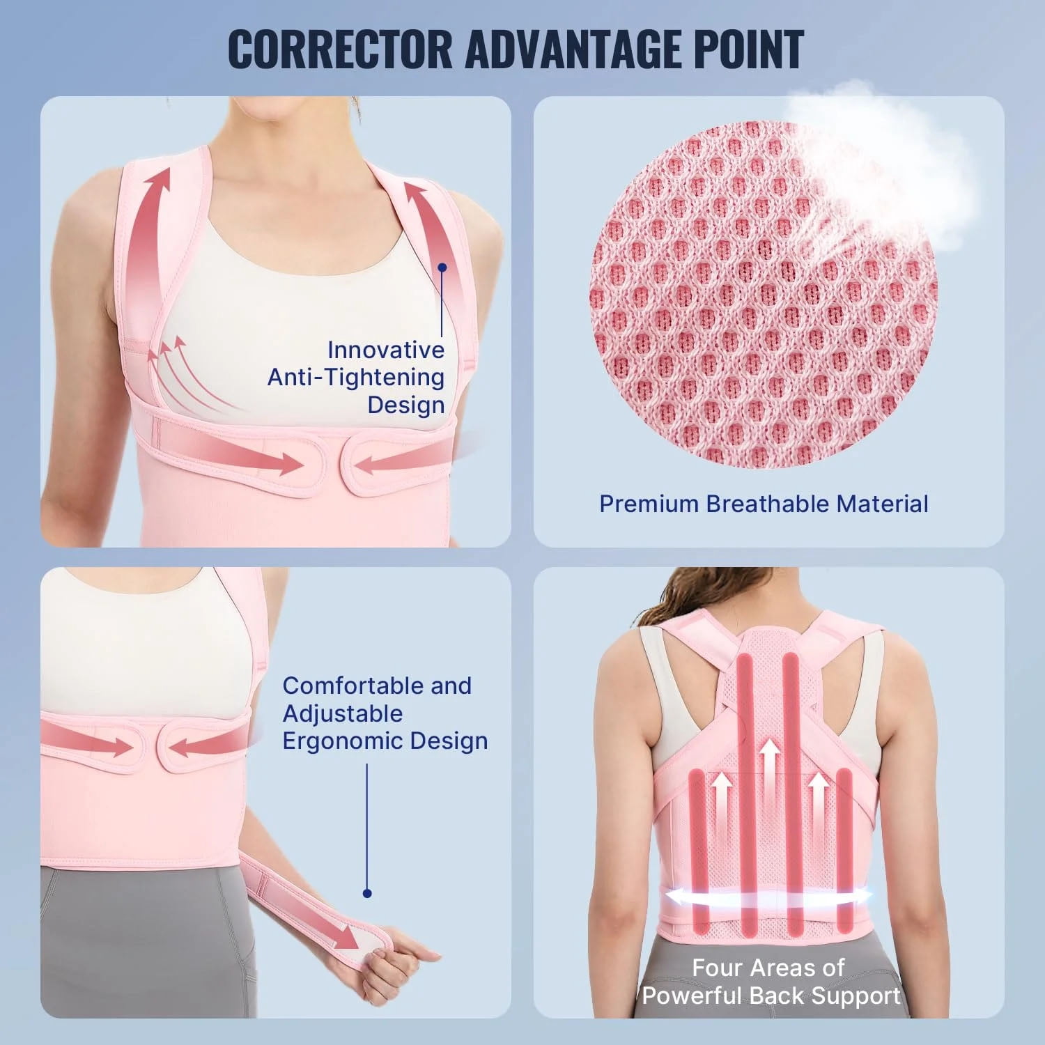 Back Brace Posture Corrector for Women, Back Straightener Posture Corrector, Scoliosis and Hunchback Correction, Back Pain, Spine Corrector, Support, Adjustable Posture Trainer,Pink Small