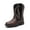 DARK BROWN/BLACK-PU, variant on Toddler Little Boys Girls Cowboy Boots Kids Western Square Toe Riding Mid Calf Boots