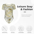 thumbnail image 6 of Fotbe Women Short Sleeve Bodysuit Round Neck White Rose Bodysuit For Women Round Neck Scoop Neck Long Sleeve Stretch Tops Jumpsuit-Small, 6 of 9