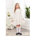 thumbnail image 3 of Arshiner Girl's Dress Vintage A-Line Long Sleeve Ruffle Swing Casual Velvet Dress with Pockets, 3 of 7