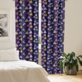 thumbnail image 2 of Ambesonne Romantic Window Curtains, Hearts Swirling Lines Art, Each 28" W x 63" L, Dark Purple Aqua and Mustard, 2 of 4