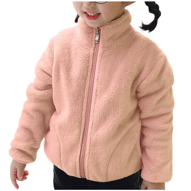 Cowsor Baby Kids Sherpa Jacket with Zipper, Cotton-Lined Fuzzy Outerwear Coat for Infant Toddler