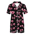 thumbnail image 5 of Byworldtasic Valentine's Womens Button Down Pajamas Set Short Sleeve Sleepwear Soft Pj Lounge Sets, 5 of 5