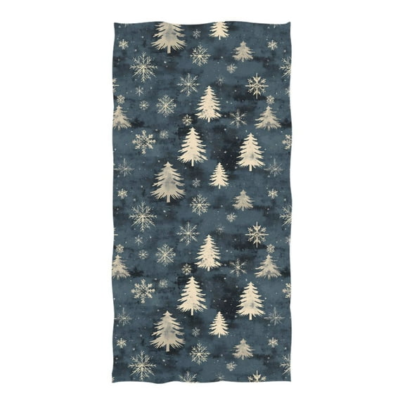 Oversized Beach Towel Extra Large Absorbent Microfiber Bath Towels Soft Quick Drying Pine Tree and Snow 74"x37"