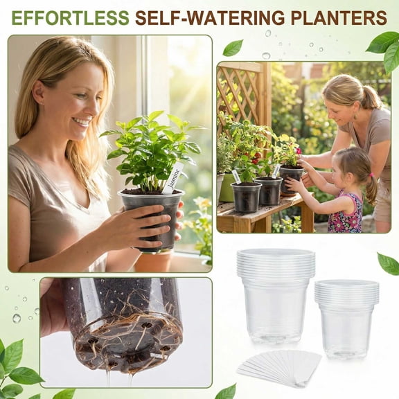 25-Pack Clear Nursery Pot with Self Watering System Visible Root Viewer Planter for Indoor Outdoor Succulent Seedling Garden(A)