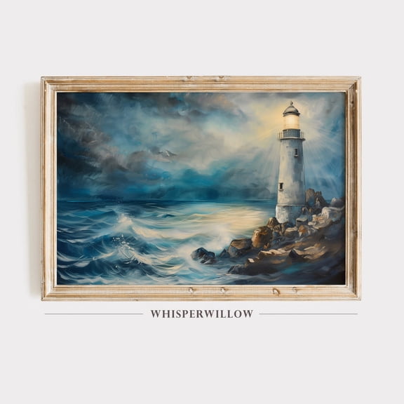Vintage Lighthouse, Moody Colors, Ocean Sea, Maritime Nautical Art, Wall Decor, Print Poster Decor, Size 8x12 UNFFRAMED F03.1.8l1861