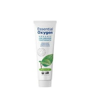 Essential Oxygen Certified Organic Toothpaste, Fluoride-Free, Enamel-Safe, Gentle Whitening, Peppermint, 4 oz, Pack of 3