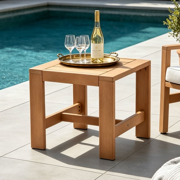 Outdoor Dining Table, HDPE Frame Rectangular Weather Resistant for Patio Backyard Garden