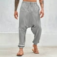 thumbnail image 2 of YABCSAZ Men's Hip Hop Baggy Harem Joggers Casual Loose Solid Athletic Pants Fall Winter Warm Trousers Low Crotch Drawstring Pockets Sweatpants for Workout, Jogging, Running,Sports, 2 of 6
