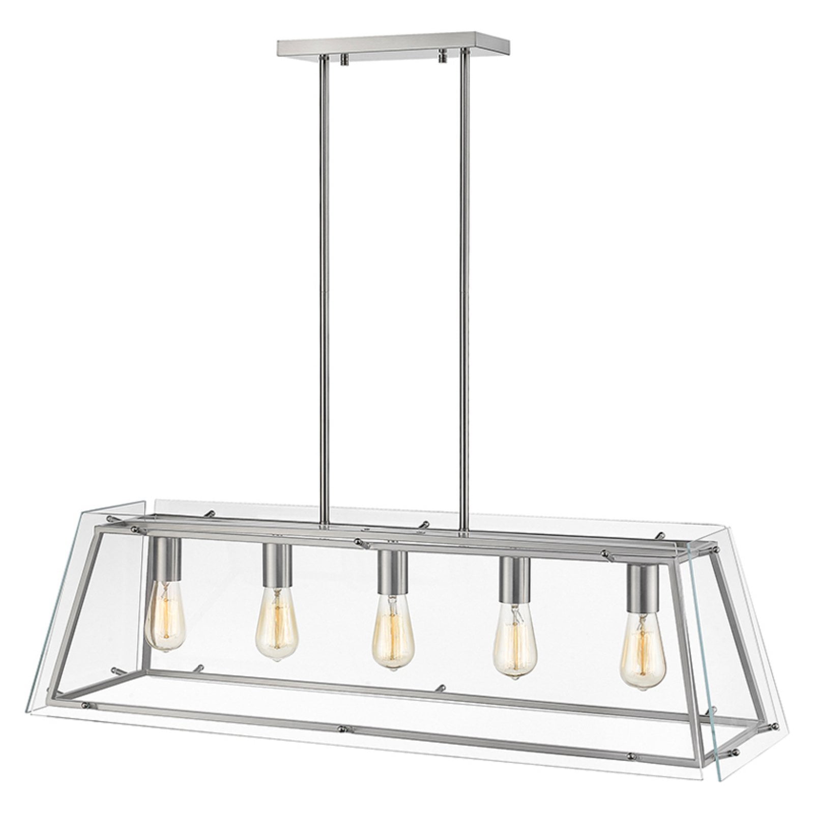 Buy Evan V Brushed Nickel Linear Modern Clear Glass Linear LED Pendant ...