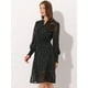 thumbnail image 4 of Vestido de Estrella Metálica para Mujer con Cuello en V y Botones Vestido de Gasa Negro M, 4 of 6