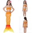 thumbnail image 2 of Kids Girl Mermaid 3 Pieces Set Cosplay Costume Fishtail Bikini Swimsuit Orange, 2 of 4