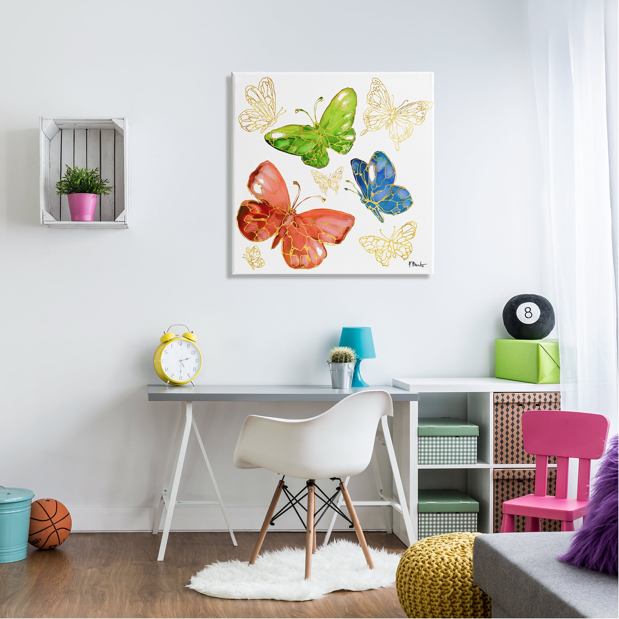 Stupell Industries Glam Butterfly Outlines Animals & Insects Painting Gallery Wrapped Canvas Art Print Wall Art, 30 x 30