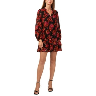 Vince Camuto Ruffle-Sleeve Chiffon Shift Dress Hot Pink 2