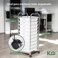 thumbnail image 3 of Carrito Organizador Con 10 Niveles Ruedas Auxiliar Multiusos De Metal Color Blanco Para Estética Cocina KingsHouse blanco, 3 of 7