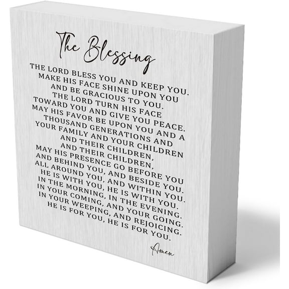 Zomyto 5x5 Inches the Blessing Wooden Box Sign Decorative Christian Song Lyrics Scripture Art Wood Box Sign