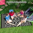 thumbnail image 4 of VUNATE Outdoor Rug Carpet 5'x8' Waterproof Reversible Patio Rug Portable Boho Indoor Outdoor Rug Plastic Straw Rug for Beach RV Camping Garden Picnic Deck Backyard Modern Porch Decor Black and White, 4 of 7