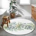 thumbnail image 3 of Round Rugs 3Ft, Teal Eucalyptus Leaves Round Area Rug Washable Indoor Throw Carpet, Spring Summer Botanical Floral Small Non Slip Circle Rug for Bedroom Living Room Home Decor Aesthetic, 3 of 8