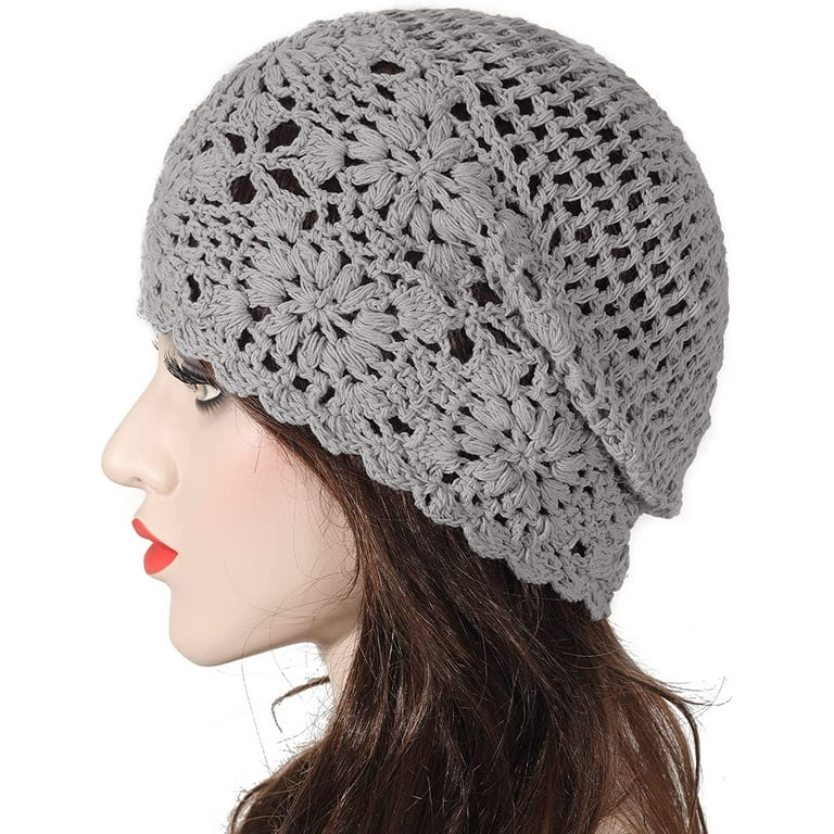 ZLYC Women Cotton Crochet Slouchy Beanie Hat Handmade Knit ZLYC Women Cotton Crochet Slouchy Beanie Hat Handmade Knit