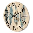 thumbnail image 3 of Designart 'Abstract Blue Boho Feathers I' Bohemian & Eclectic Wood Wall Clock, 3 of 5