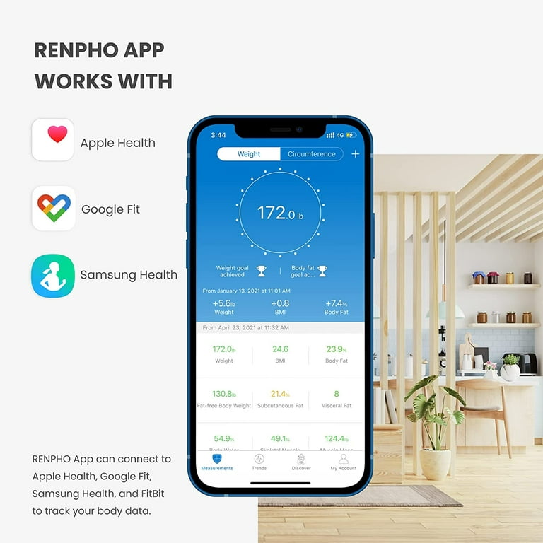RENPHO Smart Scale for Weight, App Sync, 13 Key Indicators, Unlimited  Users, 400 lbs, White 