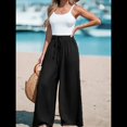 thumbnail image 4 of Pantalones Anchos de para Mujer, de Cintura Alta, para Playa y Descanso. Negro L, 4 of 7