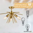 thumbnail image 4 of Venezia Mid Century Ceiling Light Sputnik Chandelier Fixture-Natural Brass, 4 of 8