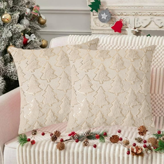 hengsof Christmas Pillow Covers 18 x 18 inch Christmas Tree Pillow Covers Decorations Soft Cushion Case for Winter Xmas Holiday Home Bedroom Sofa Decor