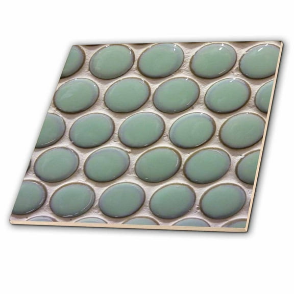 3dRose, Sage Green Shiny Circles, 6 Inch Glass Tile