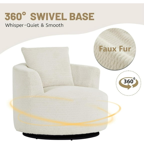NeoKo 360-Degree Swivel Seat, Modern Upholstered Lounge Chair, No Assembly Required, Ideal for Living Rooms, Apartments and Offices Cream