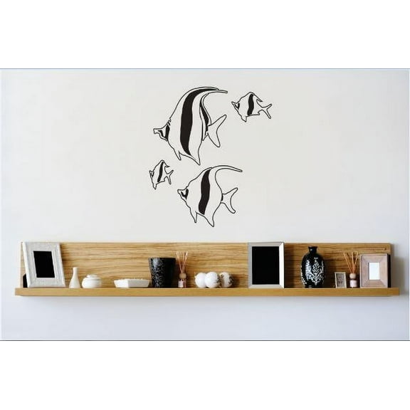 Vinyl Wall Decal Sticker : School Of Fish Image   Bedroom Bathroom Living Room Picture Art Peel & Stick Mural Size: 12 Inches X 12 Inches - 22 Colors Available