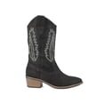 thumbnail image 2 of WHITE MOUNTAIN Womens Black Pull Tabs Embroidered Cushioned Caraway Pointed Toe Block Heel Leather Cowboy Boots 7 M, 2 of 4