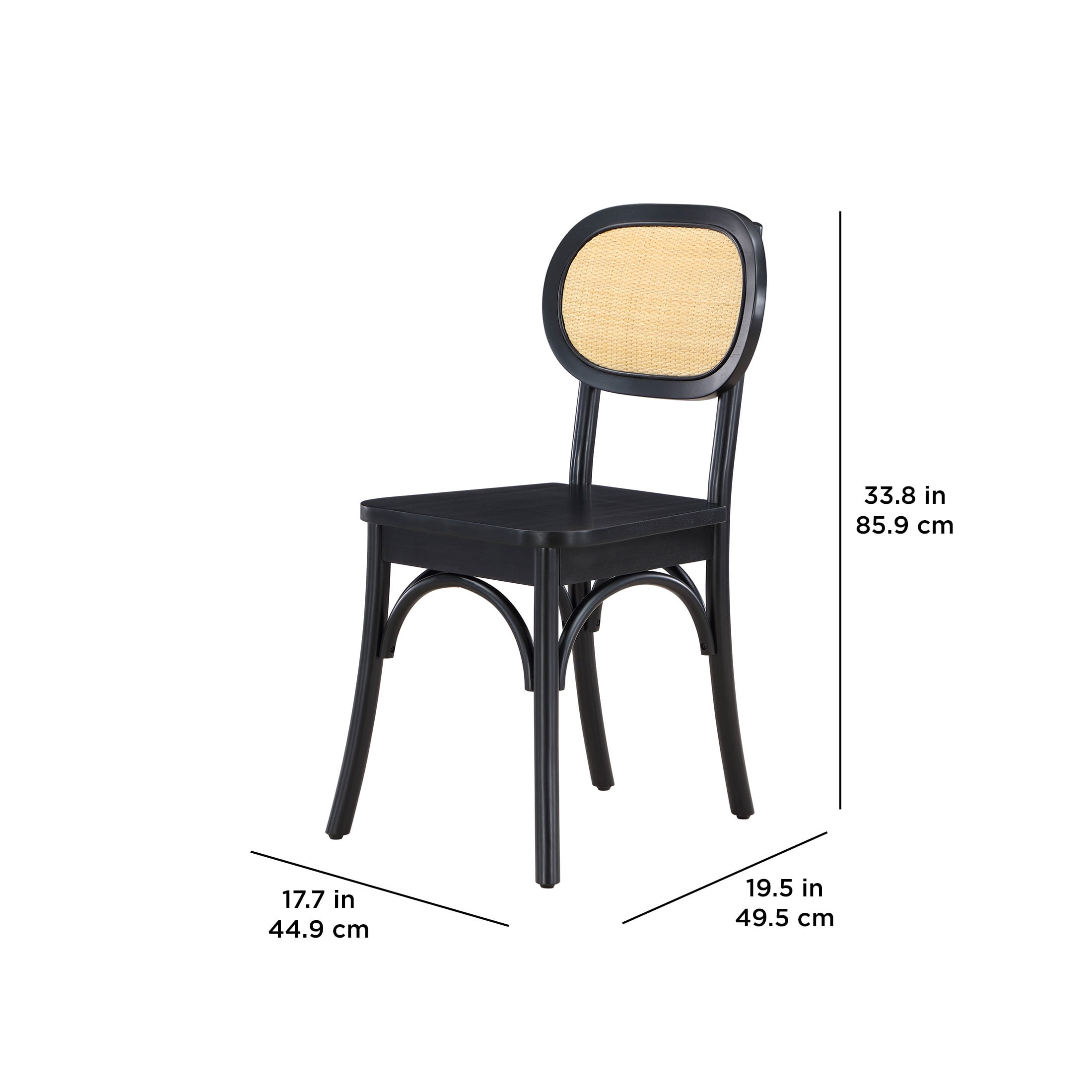 Better Homes & Gardens Camden Dining Chairs with Rattan and Solid Wood, Black Wood finish, by Dave & Jenny Marrs