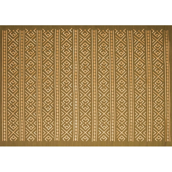 Ahgly Company Indoor Rectangle Abstract Orange Contemporary Area Rugs, 4' x 6'