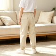 thumbnail image 5 of XAOFW Slim Fit Boys Cargo Pant With Elastic Drawstring Waist Solid Color Straight Leg Trousers Kids Back To School Jogger Pants Soft Bottom 13-14 Years, 5 of 7