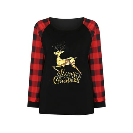 

Mrat Family Matching Wear Outfits Pajamas for Family Mom Mother Plaid Printed Blouse Tops Family Clothes Pajamas Classic Plaid Sleepwear