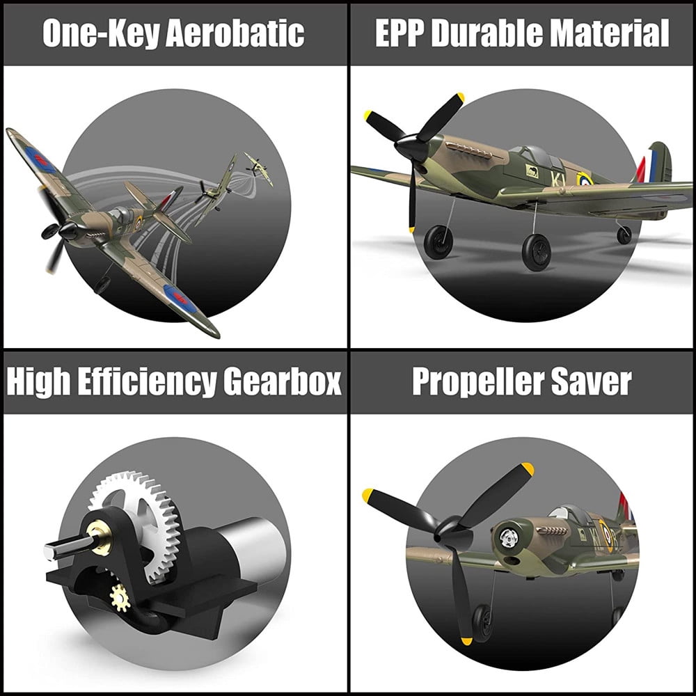 Roofworld RC Plane Spitfire Fighter RC-Fighter 4 CH Remote Control Airplane with Gyro System