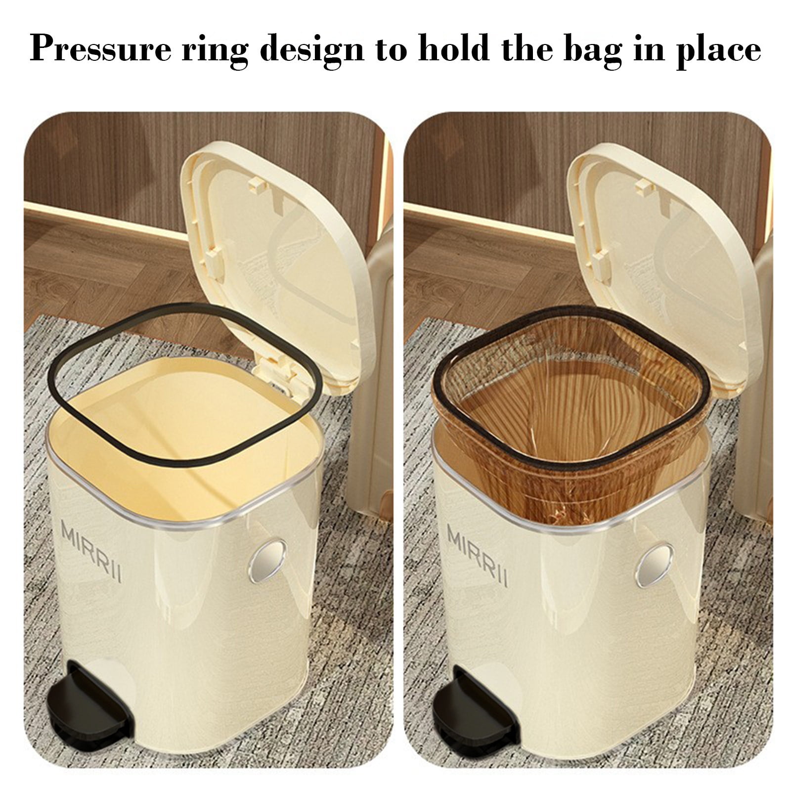 Pedal Press Step Trash Can, Large Capacity 5-Gallon Garbage Bin with Sealed Lid, Dual-Foot & Press Open, Thickened Plastic Waste Basket for Kitchen, Bathroom, Living Room, Bedroom, Office
