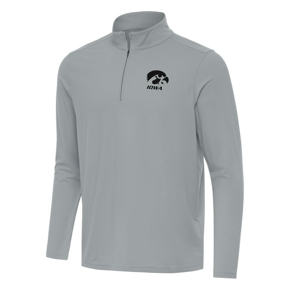 Men's Antigua Gray Iowa Hawkeyes Intent Quarter-Zip Top