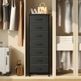 thumbnail image 6 of Tomnk Bedroom Dresser, Tall Chests of Drawers with 7 Fabric Bins, Black Organizer in Closet, Dorm, Living Room, Nursery, Hallyway-Storage Tower Unit, Sturdy Steel Frame, 6 of 6