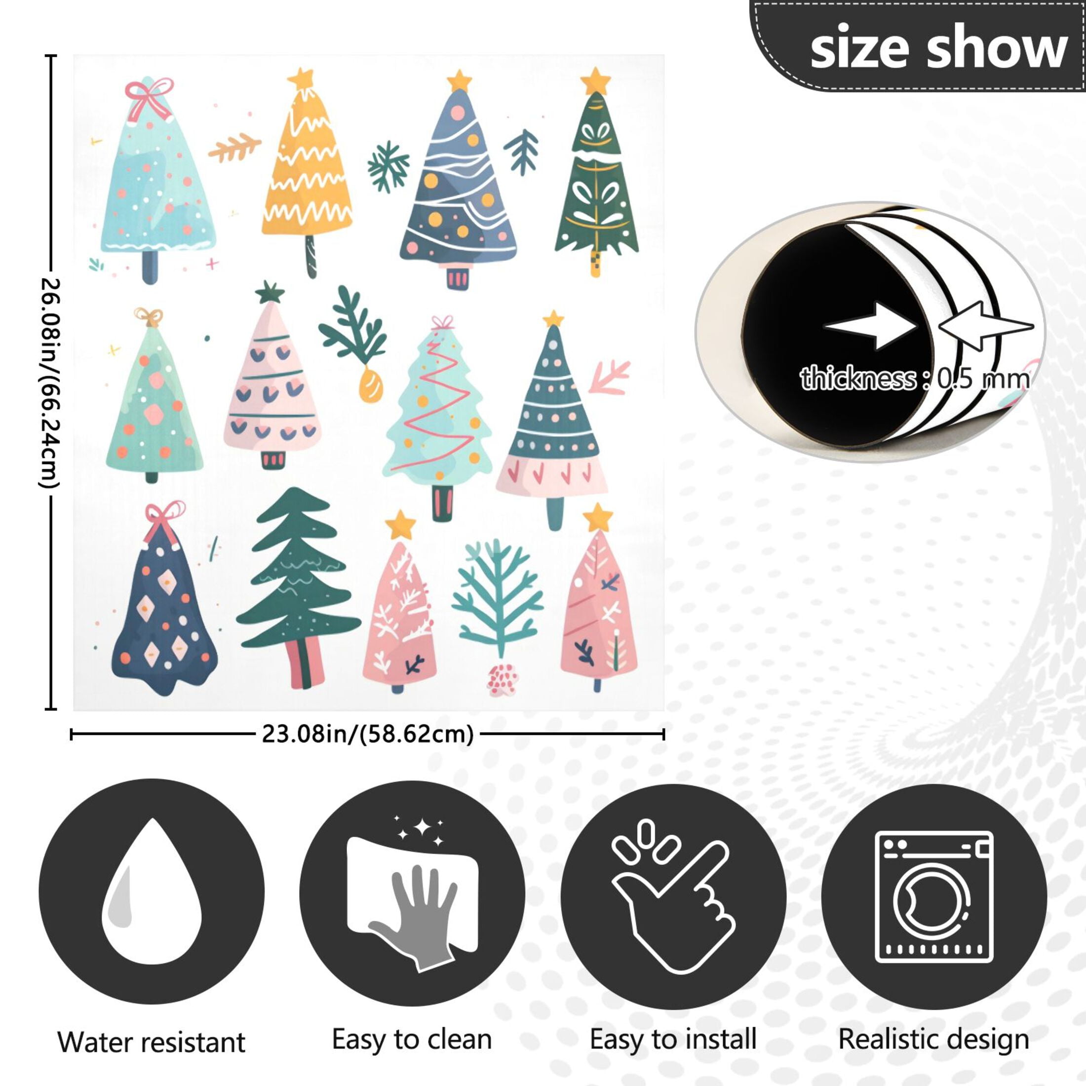 Dishwasher Magnetic Sticker 23x26 Inch Refrigerator Magnetic Sticker Washing Machine Magnetic Sticker Kitchen Panel Magnetic Sticker Home Decor Colorful Christmas Tree