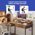 thumbnail image 4 of ModFusion 39.4" x 19.7" Small Computer Desk for Small Spaces with Monitor Stand & 3 Drawers, Minimalist Home Office Desk with Hooks & Adjustable Leg Pads, Rustic Brown, 4 of 10