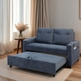thumbnail image 2 of Modern Velvet Loveseat Sofa Couch, 3 in 1 Convertible Sleeper Sofa Bed, Gray, Fabric, Reclining Backrest, Pockets, Living Room Furniture, 2 of 9