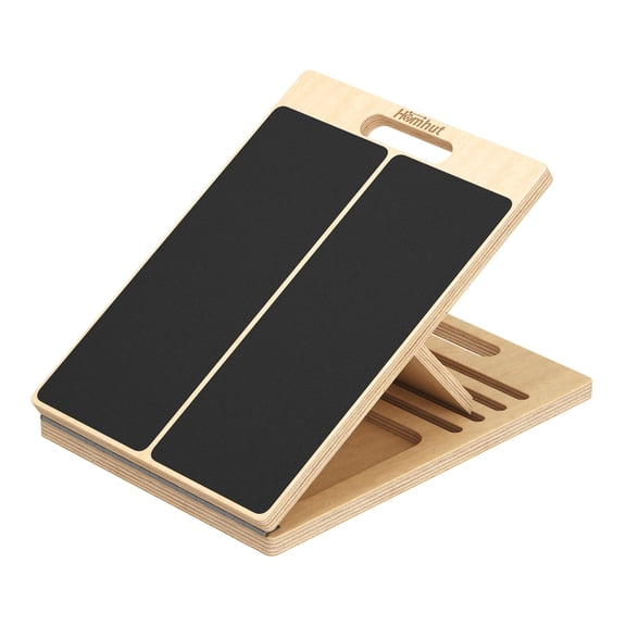 Premium Adjustable Slant Board, Portable Wooden Calf Stretching Device for Home Workout, Physical Therapy & Lower Body Strength Training