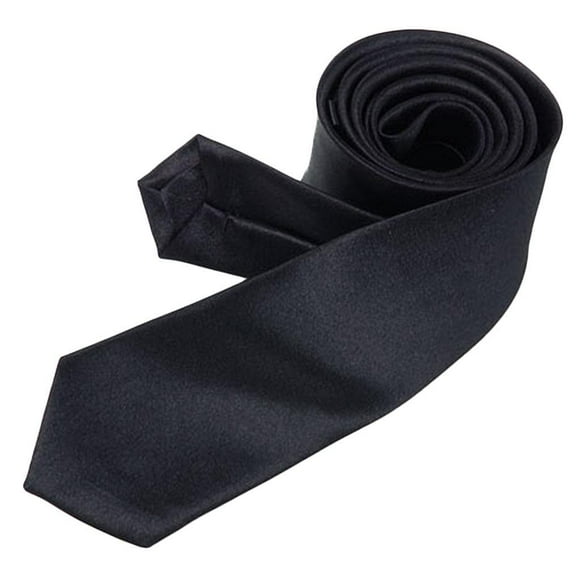 Unisex Casual Necktie Skinny Slim Narrow Neck Tie Black Men's Apparel - Solid Black