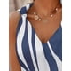 thumbnail image 3 of Blusas casuales sin mangas con cuello en V a rayas para mujer TopsAzul y blancoX-Large, 3 of 5