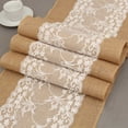 thumbnail image 3 of Rustic Jute Hessian Lace Table Runner with Floral Accents Perfect for Weddings, 3 of 5