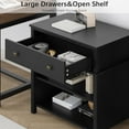 thumbnail image 5 of End Table with Drawer and 2 Tier Shelves, Wood Sofa Side Table for Living Room, Modern Nightstand Bedside Table for Bedroom, Small Console Table for Entryway, Hallway, Black, 5 of 9